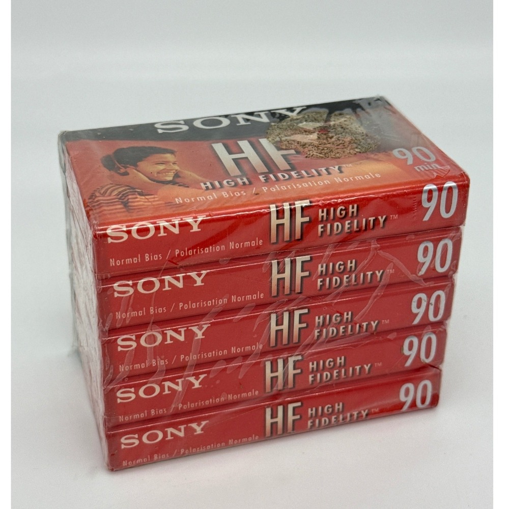 Sony HF 90-New Sealed-High Fidelity Audio Cassette Tapes-5 Pack-90 Minutes EACH